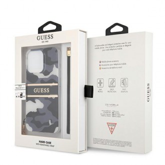 Guess GUHCP13XKCABBK iPhone 13 Pro Max 6,7&quot; černo/černé pevné pouzdro Camo Strap Collection