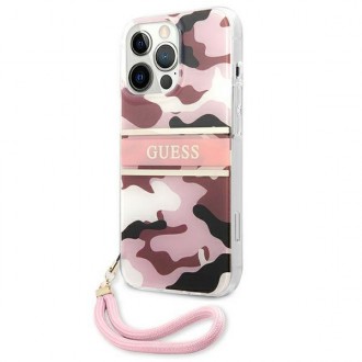 Guess GUHCP13XKCABPI iPhone 13 Pro Max 6,7&quot; růžové/růžové pevné pouzdro Camo Strap Collection