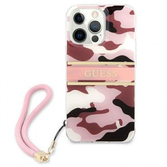 Guess GUHCP13XKCABPI iPhone 13 Pro Max 6,7&quot; růžové/růžové pevné pouzdro Camo Strap Collection
