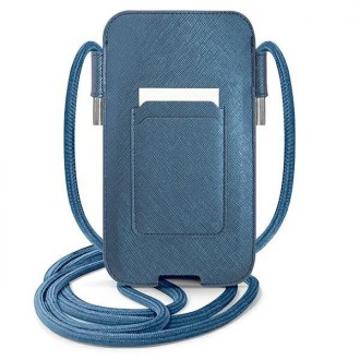 Kabelka Guess GUPHMPSASBBL 6,1&quot; modrá/modrá Saffiano Strap