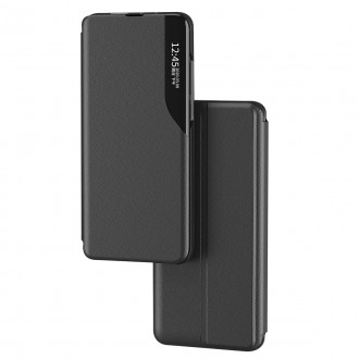 Eco Leather View Case elegant case with a flip cover and stand function for Samsung Galaxy S22 Ultra black