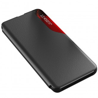 Eco Leather View Case elegant case with a flip cover and stand function for Samsung Galaxy S22 Ultra black