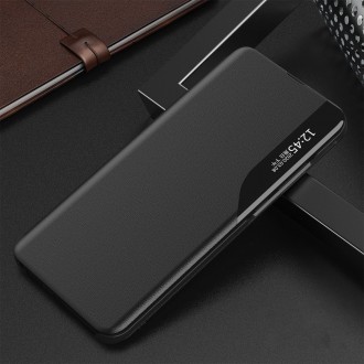 Eco Leather View Case elegant case with a flip cover and stand function for Samsung Galaxy S22 Ultra black