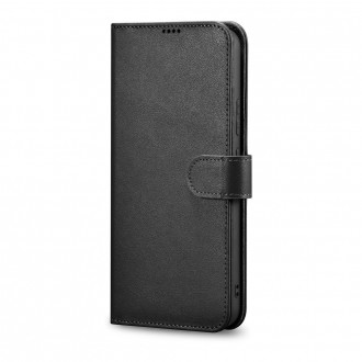 iCarer Haitang Leather Wallet Case Leather Case for Samsung Galaxy S22 + (S22 Plus) Wallet Housing Cover Black (AKSM05BK)