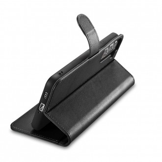 iCarer Haitang Leather Wallet Case Leather Case for Samsung Galaxy S22 + (S22 Plus) Wallet Housing Cover Black (AKSM05BK)