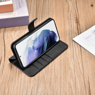 iCarer Haitang Leather Wallet Case Leather Case for Samsung Galaxy S22 + (S22 Plus) Wallet Housing Cover Black (AKSM05BK)