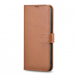 iCarer Haitang Leather Wallet Case Leather Case for Samsung Galaxy S22 + (S22 Plus) Wallet Housing Cover Brown (AKSM05BN)