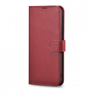 iCarer Haitang Leather Wallet Case Leather Case for Samsung Galaxy S22 + (S22 Plus) Wallet Housing Cover Red (AKSM05RD)