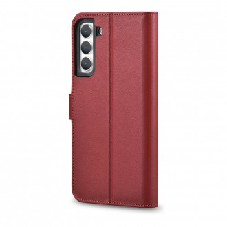 iCarer Haitang Leather Wallet Case Leather Case for Samsung Galaxy S22 + (S22 Plus) Wallet Housing Cover Red (AKSM05RD)