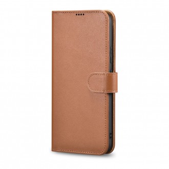 iCarer Haitang Leather Wallet Case Leather Case For Samsung Galaxy S22 Ultra Wallet Housing Cover Brown (AKSM06BN)