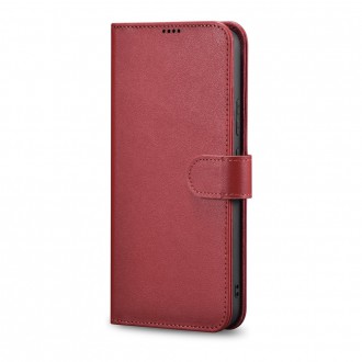 iCarer Haitang Leather Wallet Case Leather Case For Samsung Galaxy S22 Ultra Wallet Housing Cover Red (AKSM06RD)