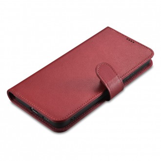 iCarer Haitang Leather Wallet Case Leather Case For Samsung Galaxy S22 Ultra Wallet Housing Cover Red (AKSM06RD)