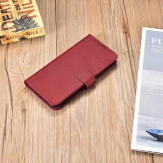 iCarer Haitang Leather Wallet Case Leather Case For Samsung Galaxy S22 Ultra Wallet Housing Cover Red (AKSM06RD)
