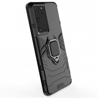 Ring Armor tough hybrid case cover + magnetic holder for Samsung Galaxy S22 Ultra black