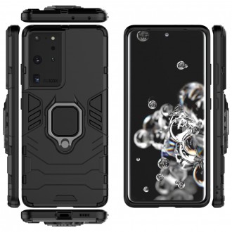 Ring Armor tough hybrid case cover + magnetic holder for Samsung Galaxy S22 Ultra black