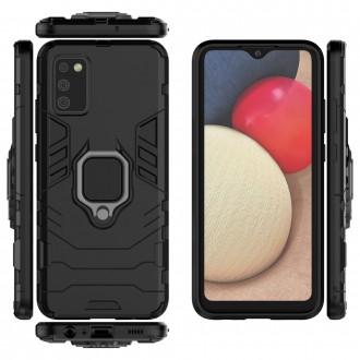 Ring Armor tough hybrid case cover + magnetic holder for Samsung Galaxy A03s (166.5) black