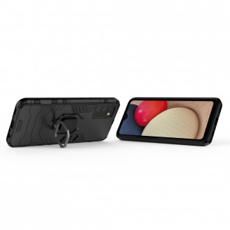 Ring Armor tough hybrid case cover + magnetic holder for Samsung Galaxy A03s (166.5) black