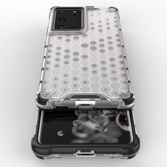 Honeycomb case armored cover with a gel frame for Samsung Galaxy S22 Ultra black