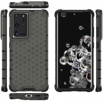 Honeycomb case armored cover with a gel frame for Samsung Galaxy S22 Ultra black