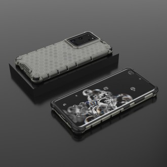 Honeycomb case armored cover with a gel frame for Samsung Galaxy S22 Ultra black