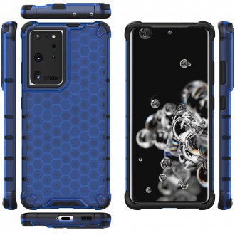 Honeycomb case armored cover with a gel frame for Samsung Galaxy S22 Ultra blue