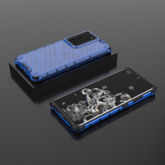 Honeycomb case armored cover with a gel frame for Samsung Galaxy S22 Ultra blue