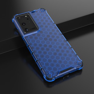 Honeycomb case armored cover with a gel frame for Samsung Galaxy S22 Ultra blue