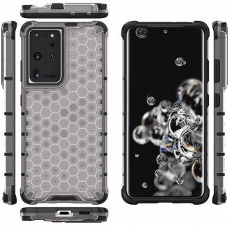Honeycomb case armored cover with a gel frame for Samsung Galaxy S22 Ultra transparent