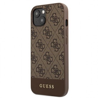 Guess GUHCP13SG4GLBR iPhone 13 mini 5,4&quot; hnědé/hnědé pevné pouzdro 4G Stripe Collection