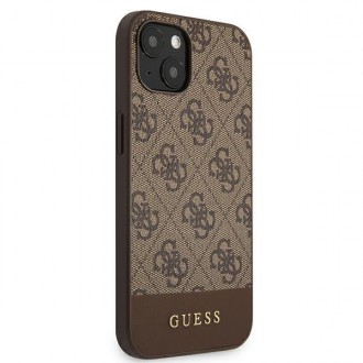 Guess GUHCP13SG4GLBR iPhone 13 mini 5,4&quot; hnědé/hnědé pevné pouzdro 4G Stripe Collection