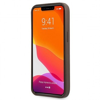 Guess GUHCP13SG4GLBR iPhone 13 mini 5,4&quot; hnědé/hnědé pevné pouzdro 4G Stripe Collection
