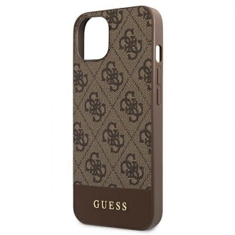 Guess GUHCP13SG4GLBR iPhone 13 mini 5,4&quot; hnědé/hnědé pevné pouzdro 4G Stripe Collection
