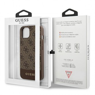 Guess GUHCP13SG4GLBR iPhone 13 mini 5,4&quot; hnědé/hnědé pevné pouzdro 4G Stripe Collection