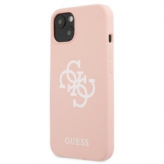 Guess GUHCP13SLS4GWPI iPhone 13 mini 5,4&quot; růžové/růžové pevné pouzdro silikonové 4G logo