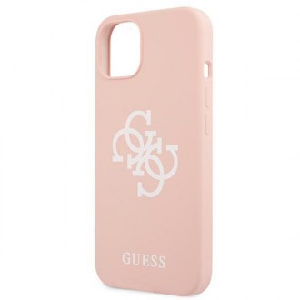 Guess GUHCP13SLS4GWPI iPhone 13 mini 5,4&quot; růžové/růžové pevné pouzdro silikonové 4G logo