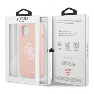 Guess GUHCP13SLS4GWPI iPhone 13 mini 5,4&quot; růžové/růžové pevné pouzdro silikonové 4G logo