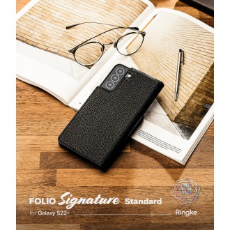 Ringke Folio Signature Flip Leather Case for Samsung Galaxy S22 + (S22 Plus) Black (FSS118R262)