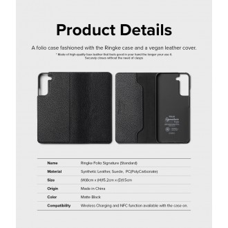 Ringke Folio Signature Flip Leather Case for Samsung Galaxy S22 Black (FSS119R263)