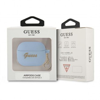 Guess GUA3LSCHSB kryt AirPods 3 modrý/modrý Silicone Charm Heart Collection