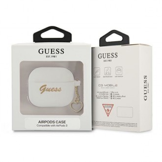 Guess GUA3LSCHSH kryt AirPods 3 bílý/bílý Silicon Charm Heart Collection