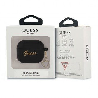 Guess GUA3LSCHSK kryt AirPods 3 black/black Silicone Charm Heart Collection