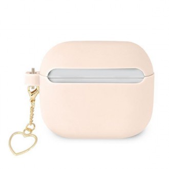 Guess GUA3LSCHSP kryt AirPods 3 růžový/růžový Silicon Charm Heart Collection