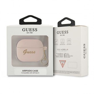 Guess GUA3LSCHSP kryt AirPods 3 růžový/růžový Silicon Charm Heart Collection