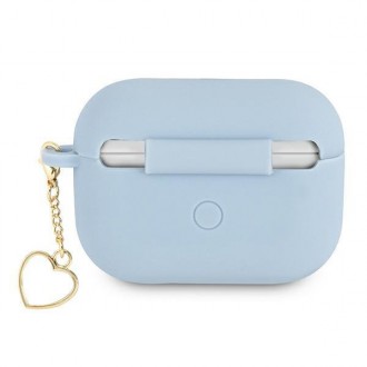 Kryt Guess GUAPLSCHSB AirPods Pro modrý/modrý Silikonový Charm Heart Collection