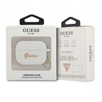 Guess GUAPLSCHSH kryt AirPods Pro bílá/bílá Silicone Charm Heart Collection