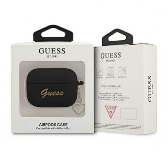 Guess GUAPLSCHSK AirPods Pro kryt black/black Silicone Charm Heart Collection