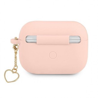 Kryt Guess GUAPLSCHSP AirPods Pro růžový/růžový Silikonový Charm Heart Collection