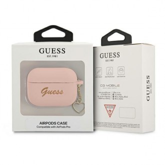 Kryt Guess GUAPLSCHSP AirPods Pro růžový/růžový Silikonový Charm Heart Collection