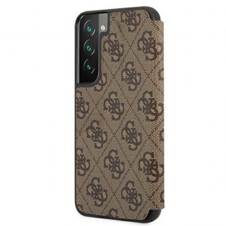 Guess GUBKS22MG4GFBR S22+ S906 brązowy/brown book 4G Metal Gold Logo