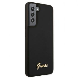 Guess GUHCS22MLSLMGBK S22+ S906 černo/černé pevné pouzdro Silikonové Script Metal Logo